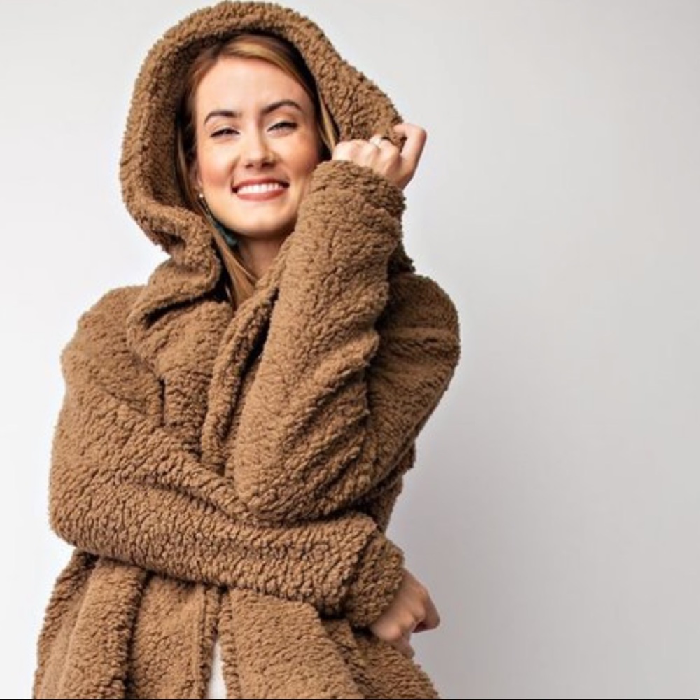 ❄️LAST1️⃣//MOCHA SHERPA TEDDY BEAR HOODIE COAT